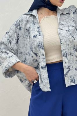 شومیز پرینتی آستین پاکتی پشت پیله کد1 