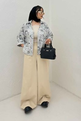 شومیز پرینتی آستین پاکتی پشت پیله کد1 