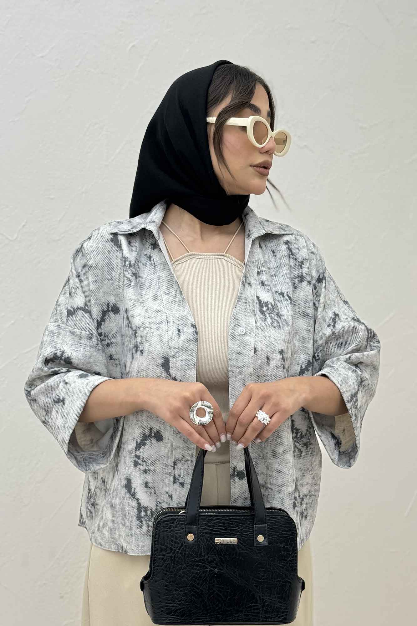 شومیز پرینتی آستین پاکتی پشت پیله کد1 