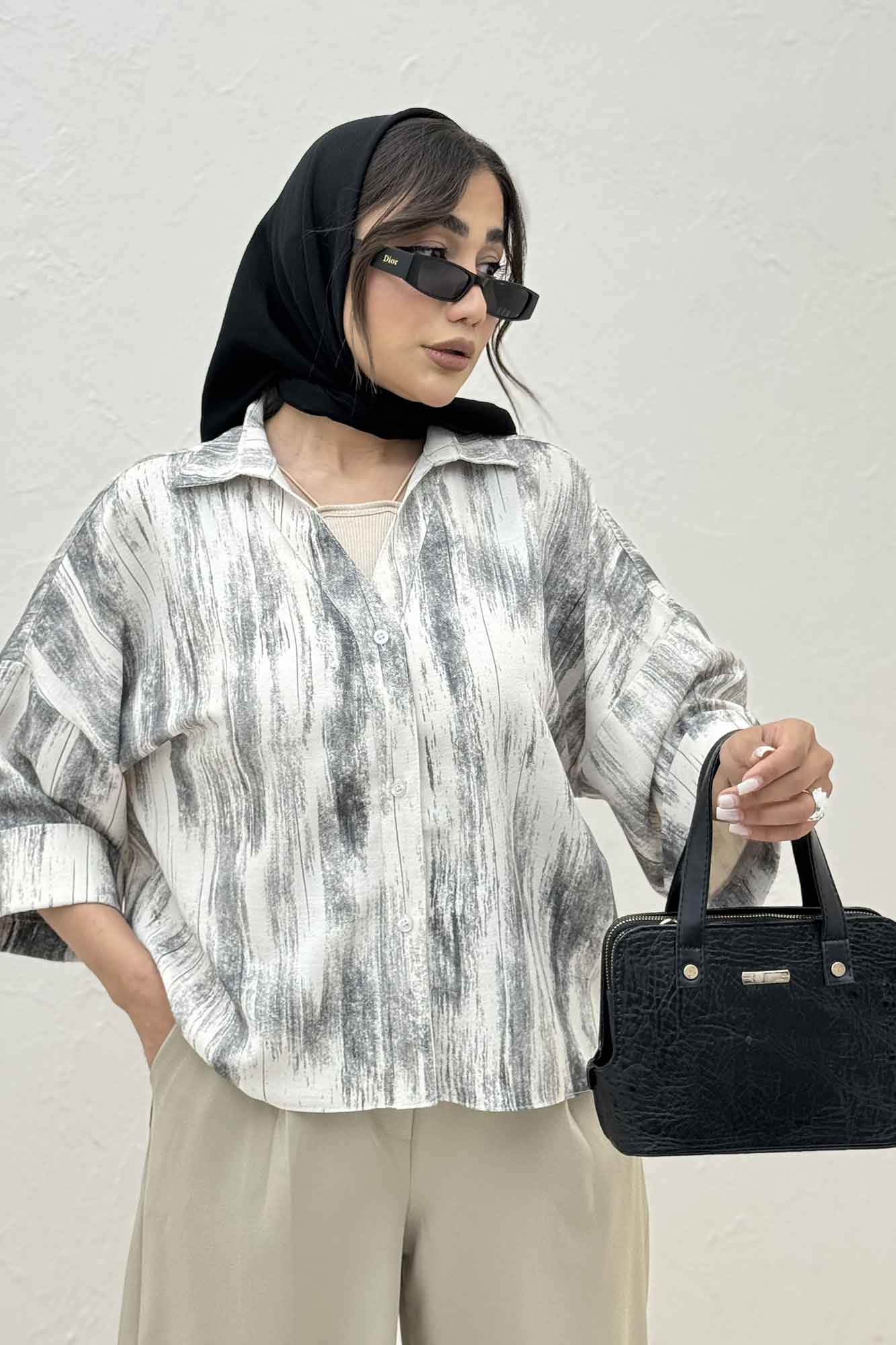 شومیز پرینتی آستین پاکتی پشت پیله کد2 