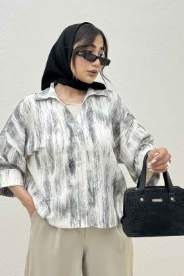 شومیز پرینتی آستین پاکتی پشت پیله کد2 