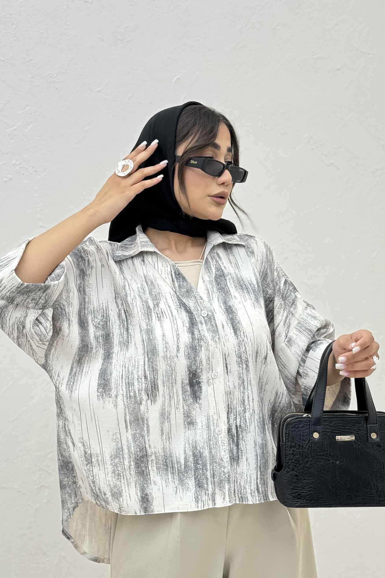 شومیز پرینتی آستین پاکتی پشت پیله کد2 