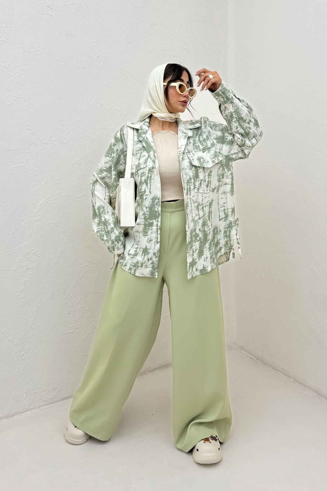 مانتو دو جیب پاکتی پرینتی بغل بند کد 3