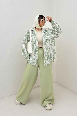 مانتو دو جیب پاکتی پرینتی بغل بند کد 3