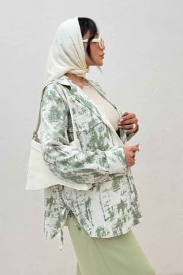 مانتو دو جیب پاکتی پرینتی بغل بند کد 3