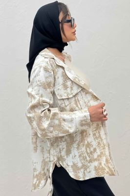 مانتو دو جیب پاکتی پرینتی بغل بند کد 3