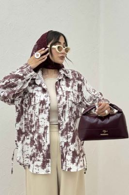 مانتو دو جیب پاکتی پرینتی بغل بند کد 3