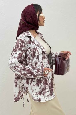 مانتو دو جیب پاکتی پرینتی بغل بند کد 3