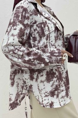 مانتو دو جیب پاکتی پرینتی بغل بند کد 3