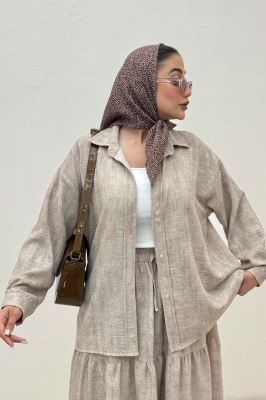 ست شومیز و دامن چین دار نارنیل