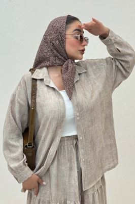 ست شومیز و دامن چین دار نارنیل