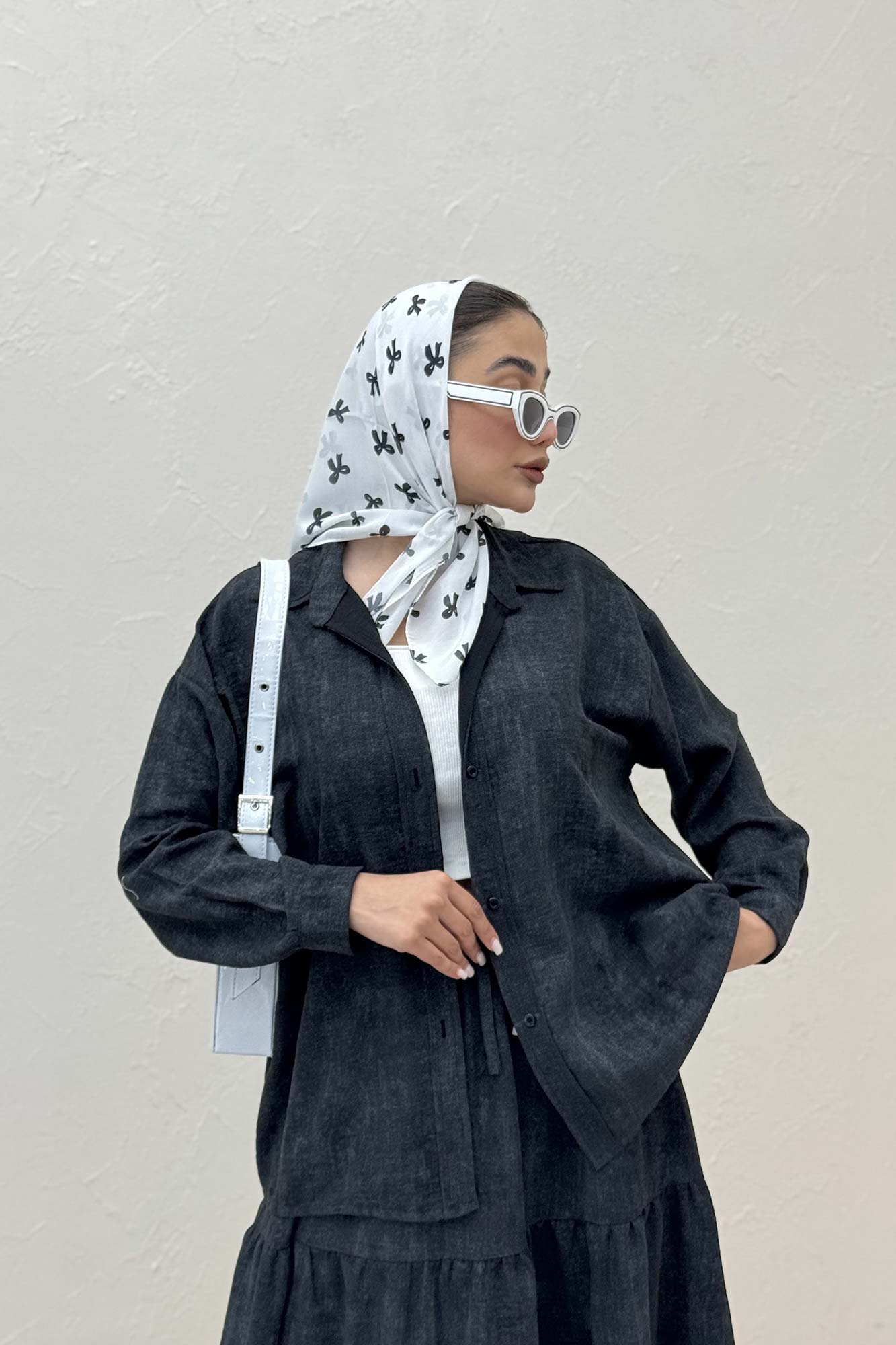 ست شومیز و دامن چین دار نارنیل