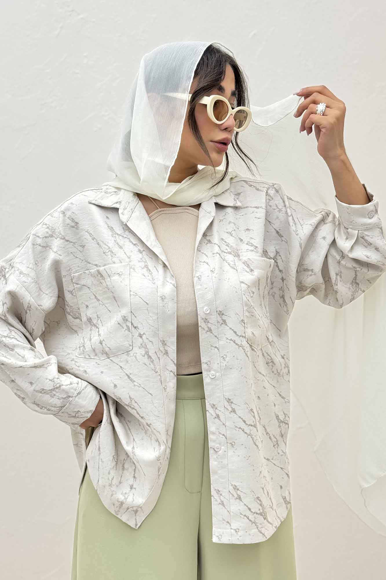 مانتو دو جیب پرینتی بغل هلال کد 4