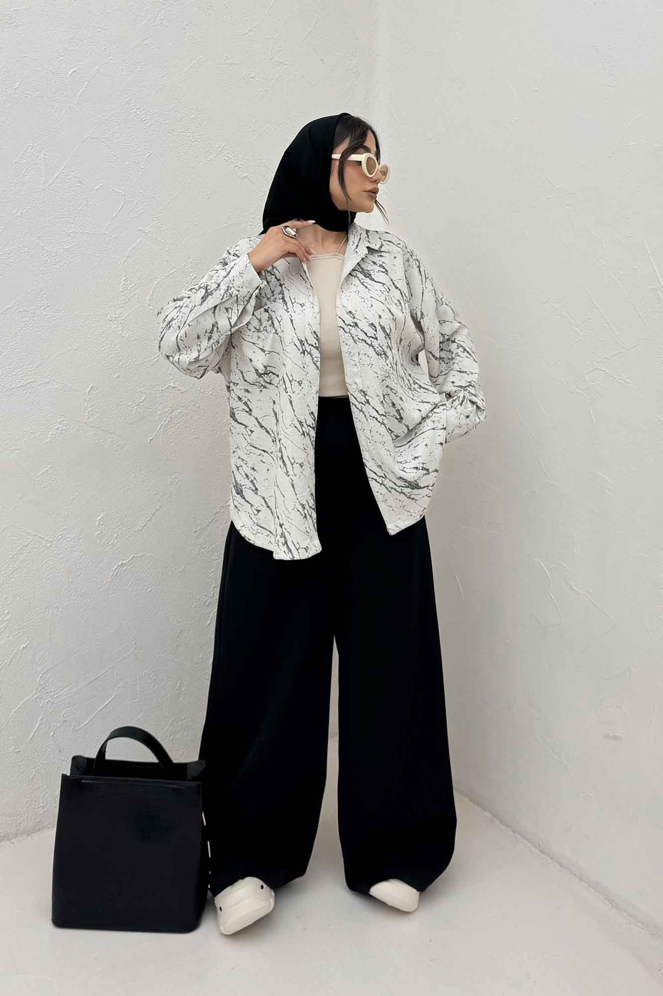 مانتو دو جیب پرینتی بغل هلال کد 4