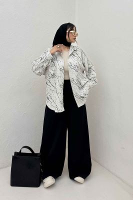 مانتو دو جیب پرینتی بغل هلال کد 4