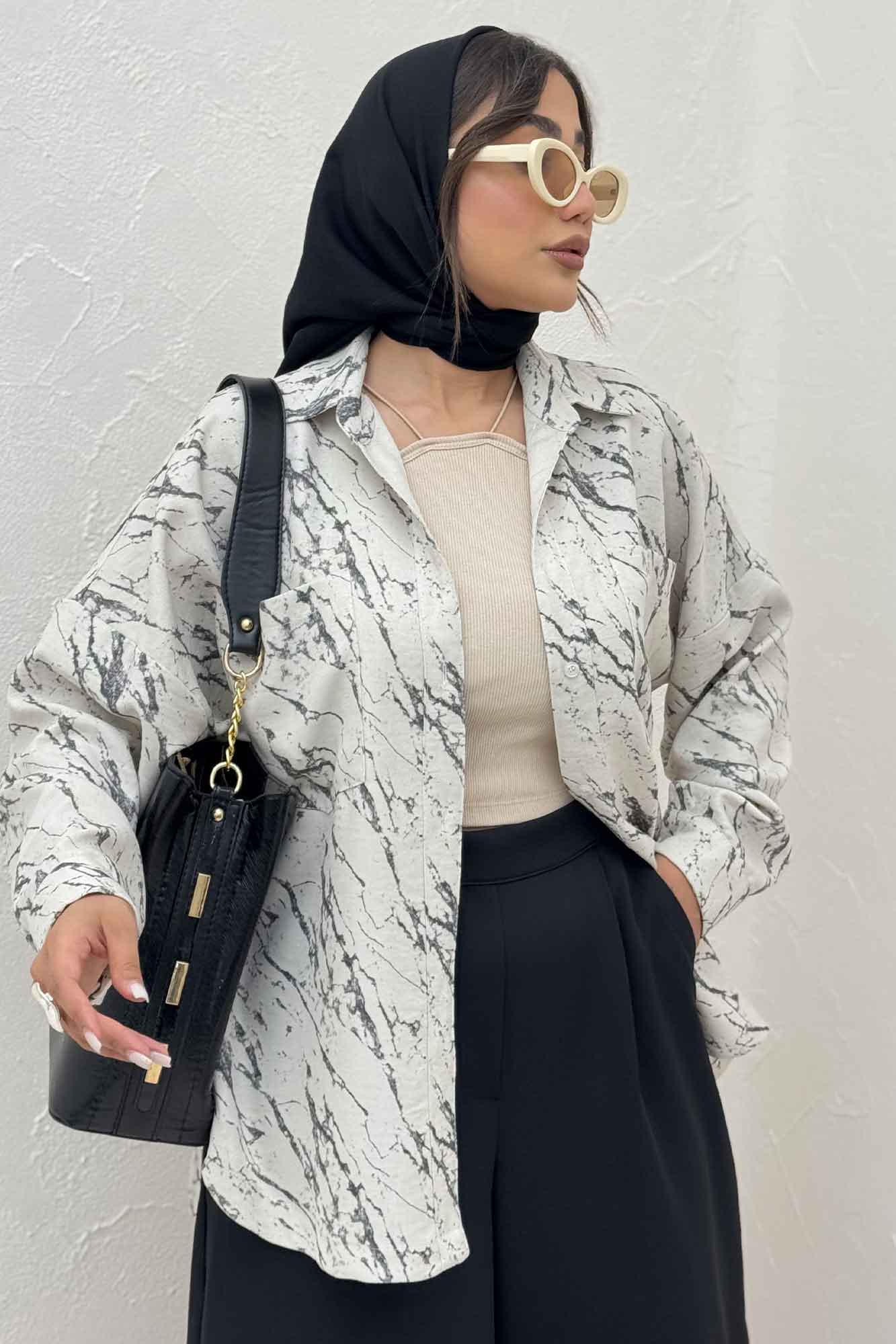 مانتو دو جیب پرینتی بغل هلال کد 4