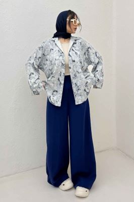 مانتو دو جیب پرینتی بغل هلال کد 1