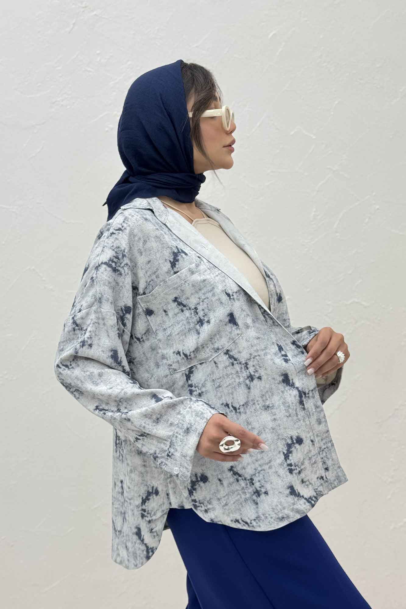 مانتو دو جیب پرینتی بغل هلال کد 1