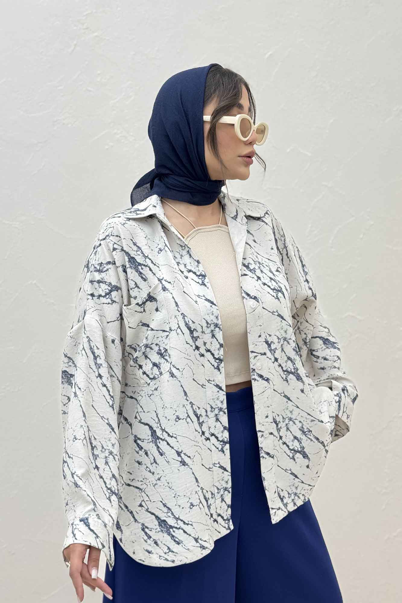 مانتو دو جیب پرینتی بغل هلال کد 4