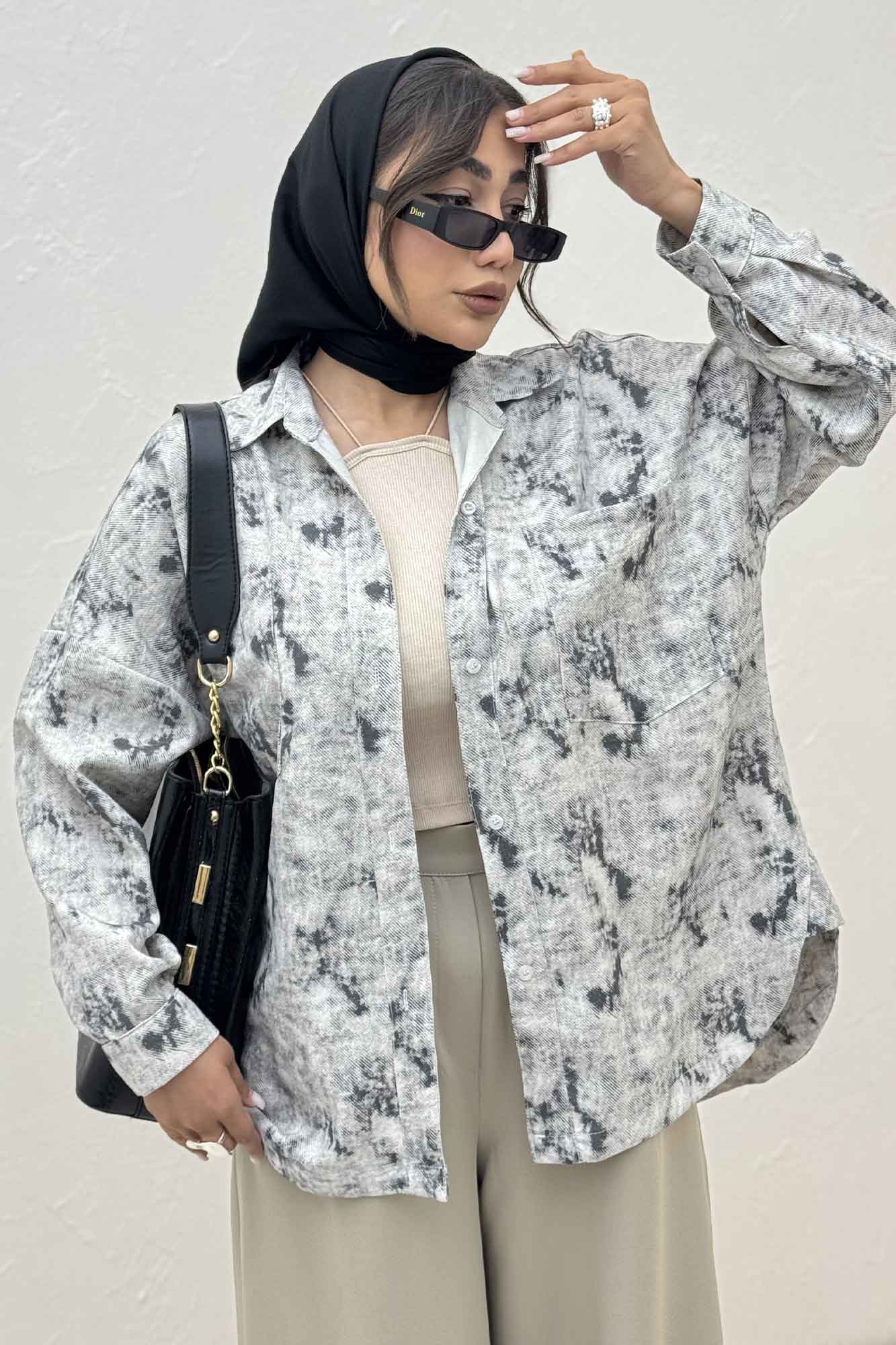 مانتو دو جیب پرینتی بغل هلال کد 1