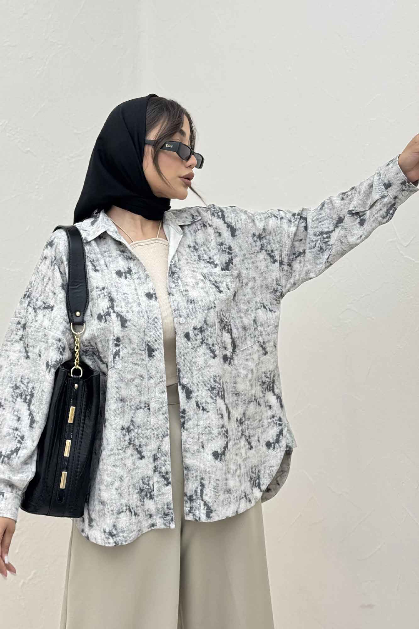 مانتو دو جیب پرینتی بغل هلال کد 1