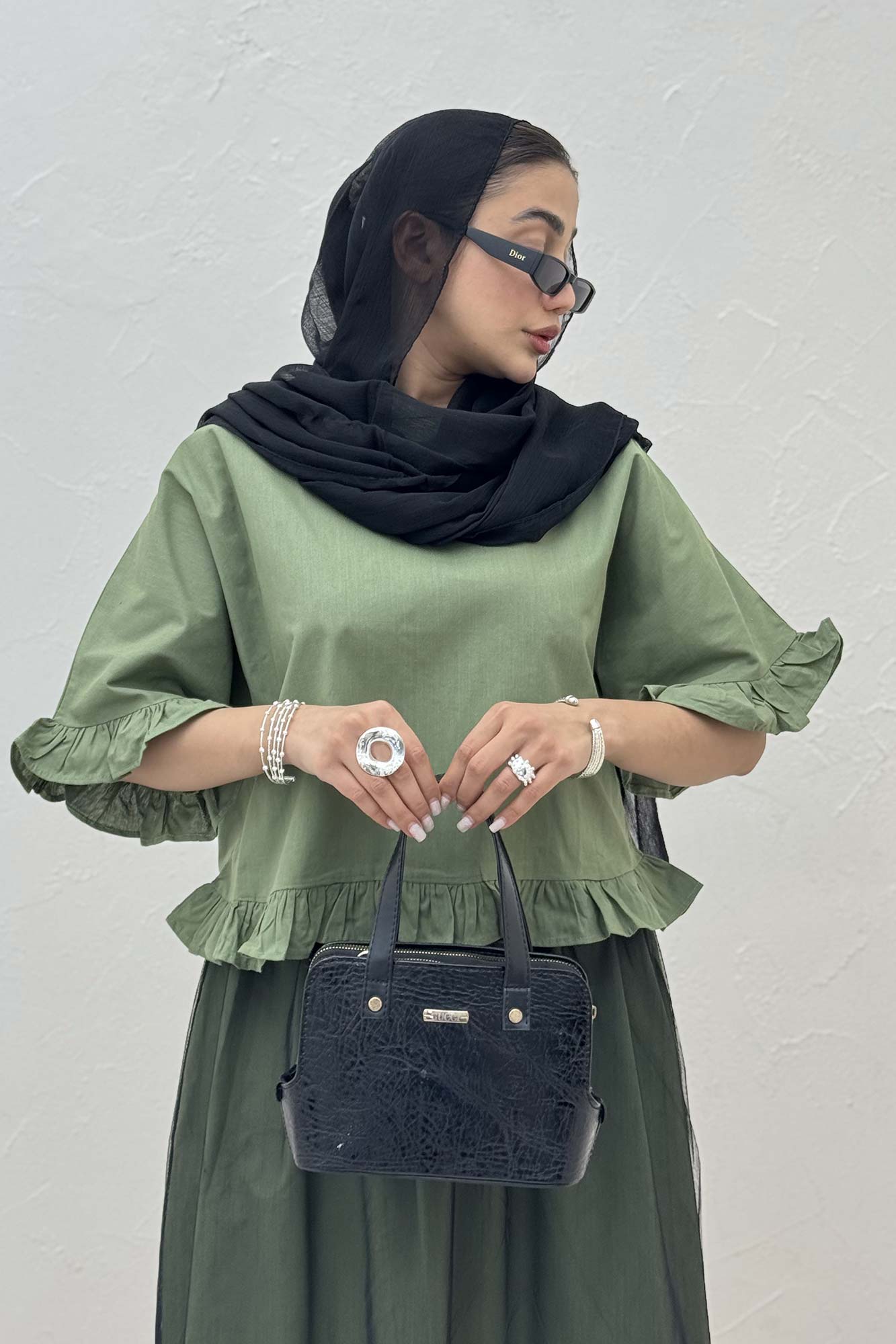 ست شومیز و دامن تور پایین چین لینن 1025