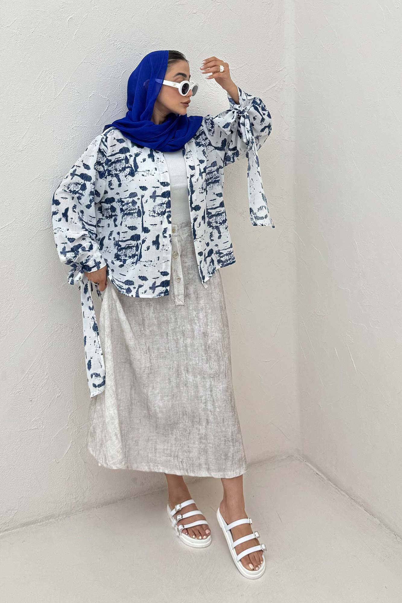 شومیز مانتویی لینن اسلپ مچ پیچ کد 2