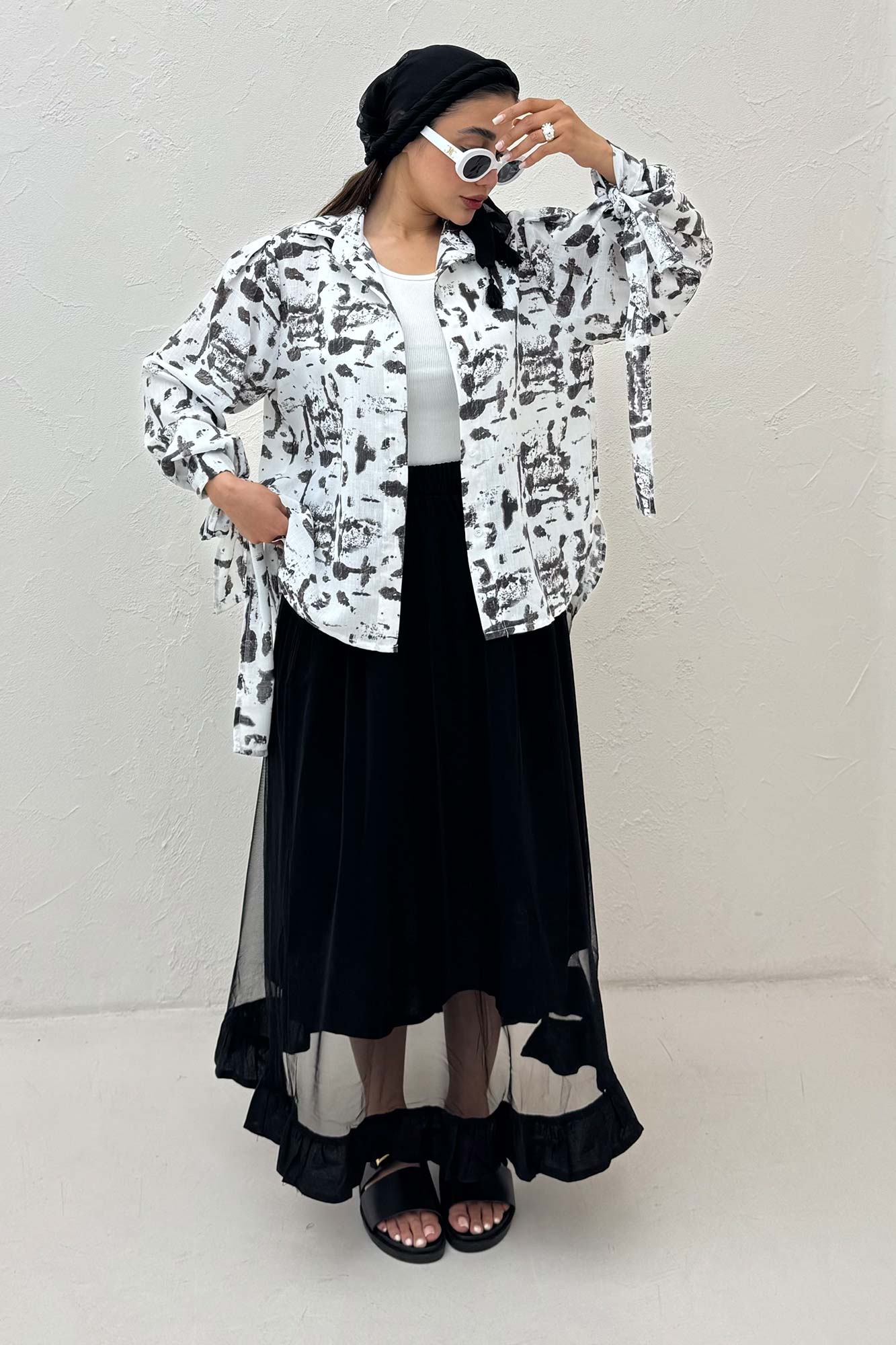 شومیز مانتویی لینن اسلپ مچ پیچ کد 2