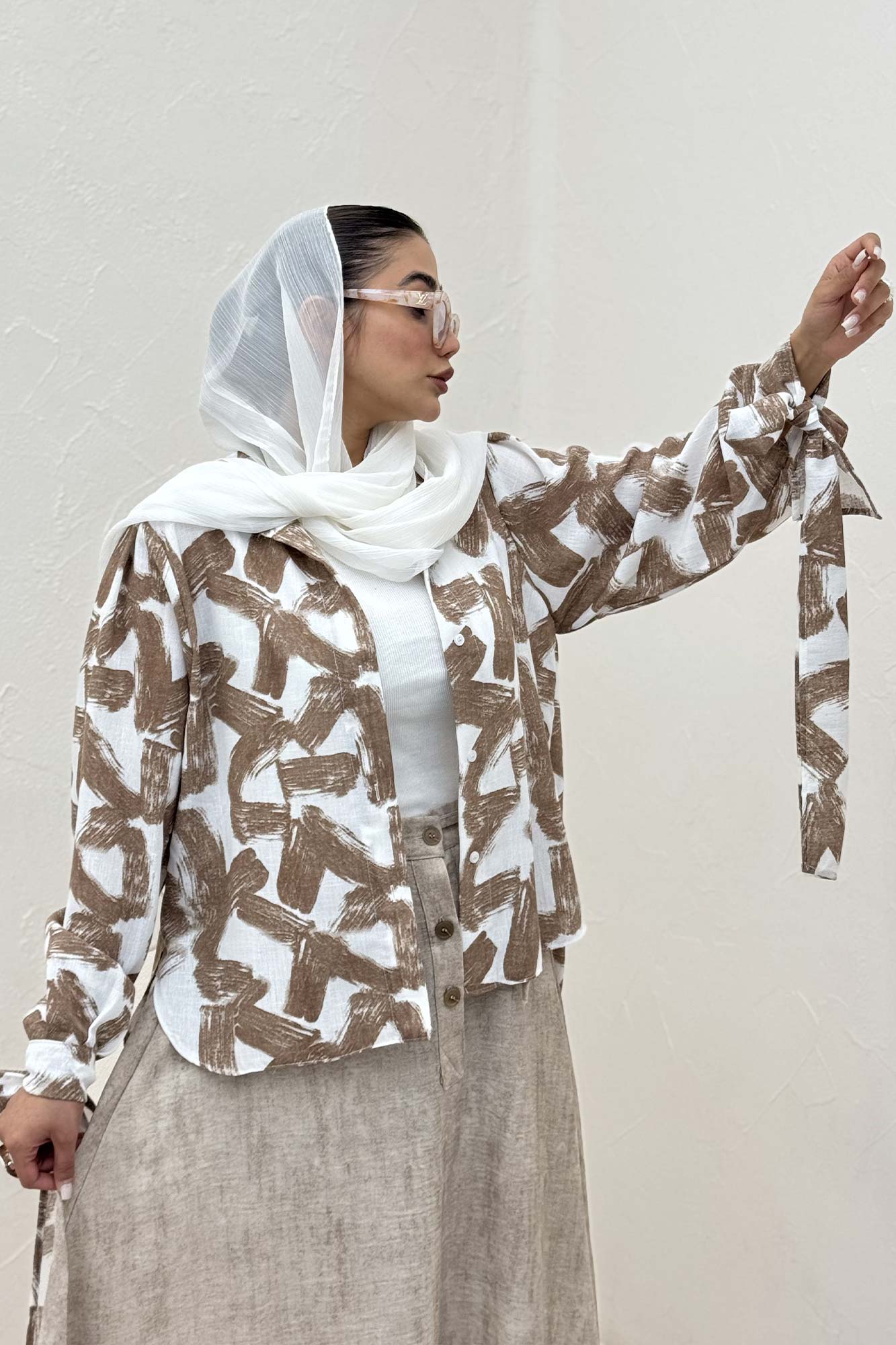 شومیز مانتویی لینن اسلپ مچ پیچ کد 1