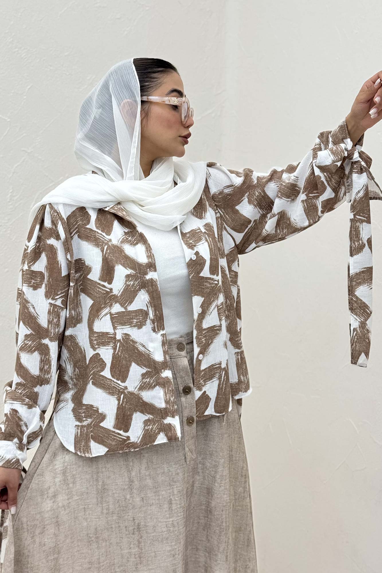 شومیز مانتویی لینن اسلپ مچ پیچ کد 1