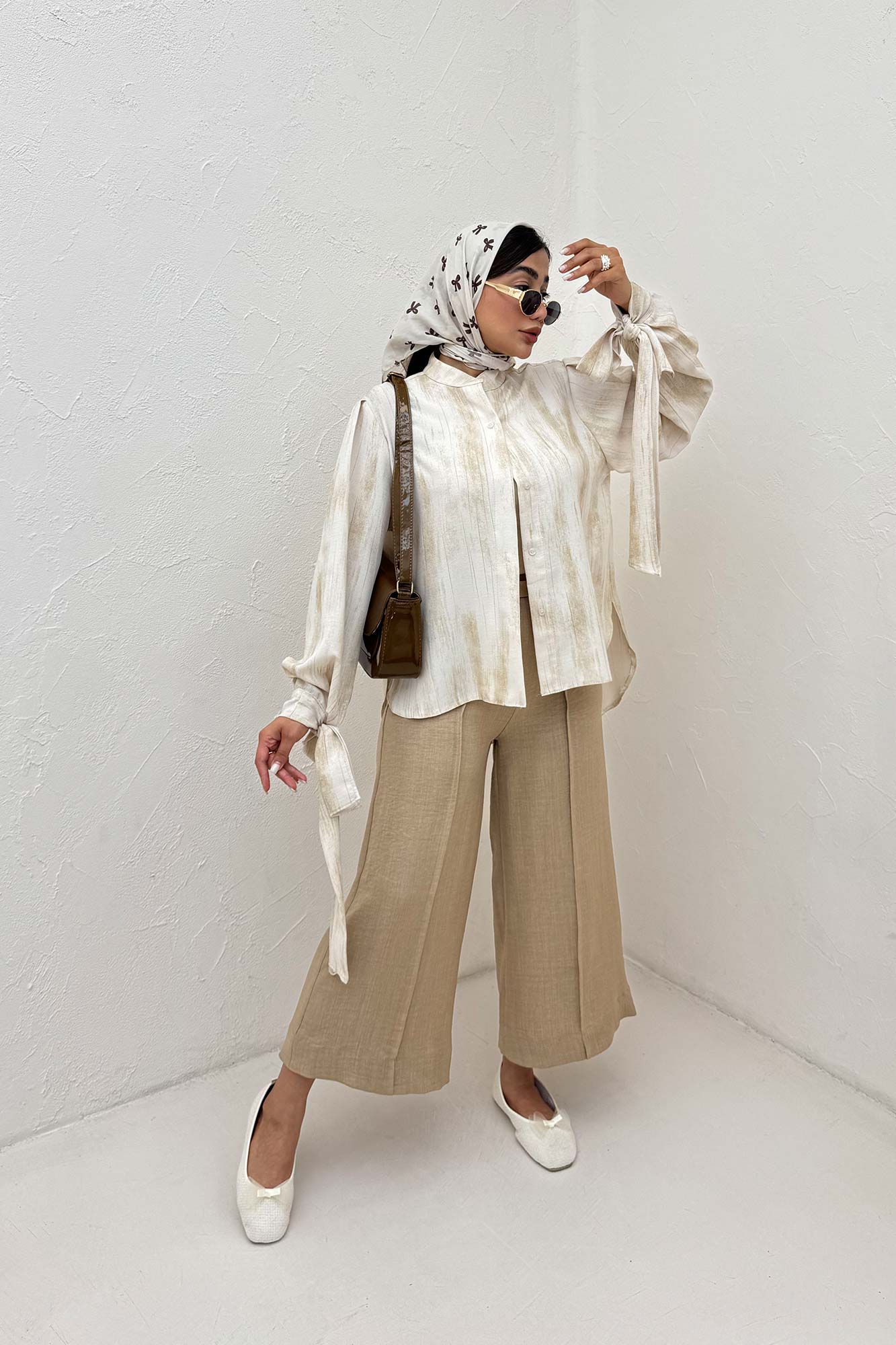 شومیز پرینتی یقه سه سانت مچ پیچ کد2