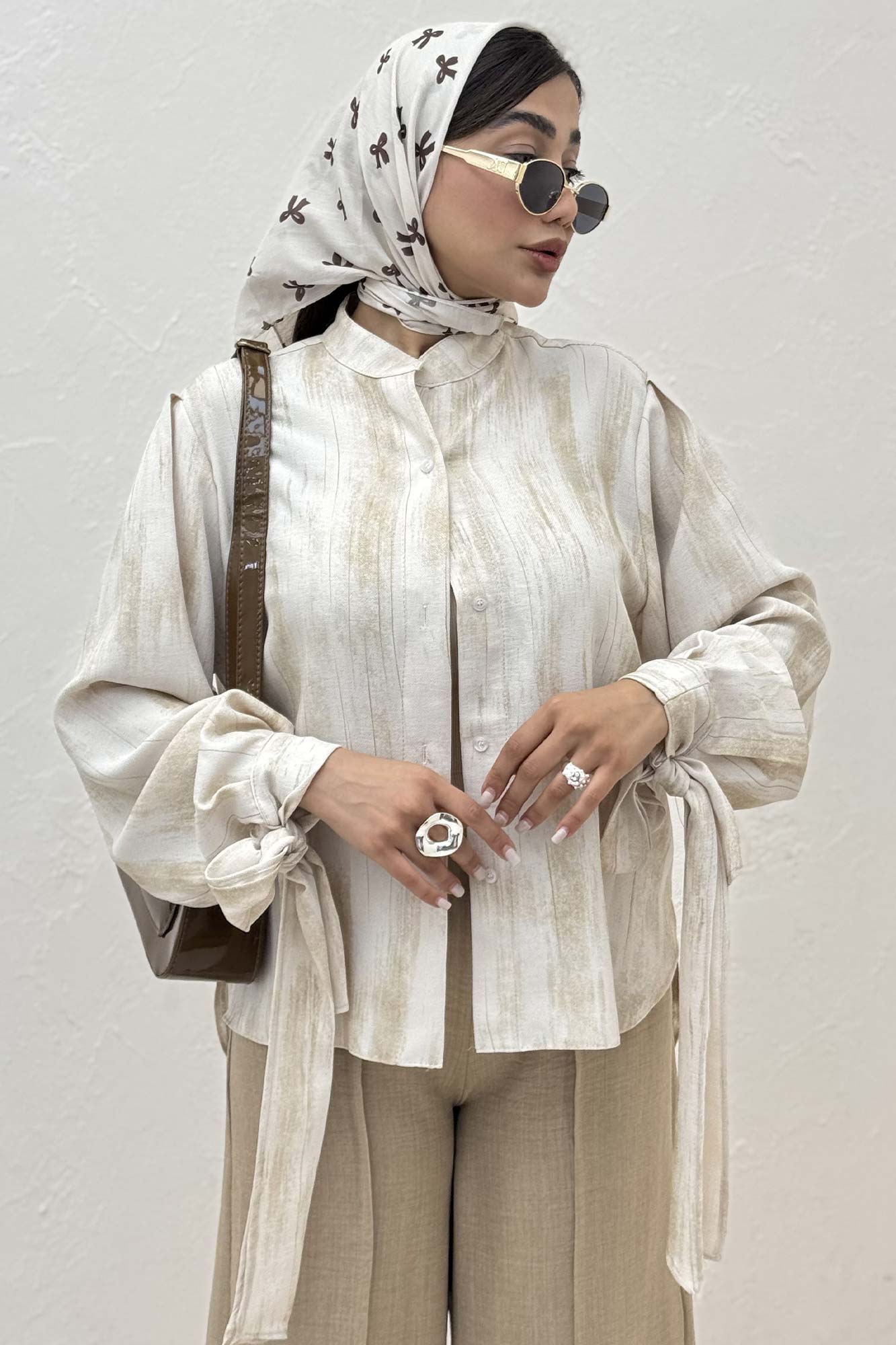 شومیز پرینتی یقه سه سانت مچ پیچ کد2