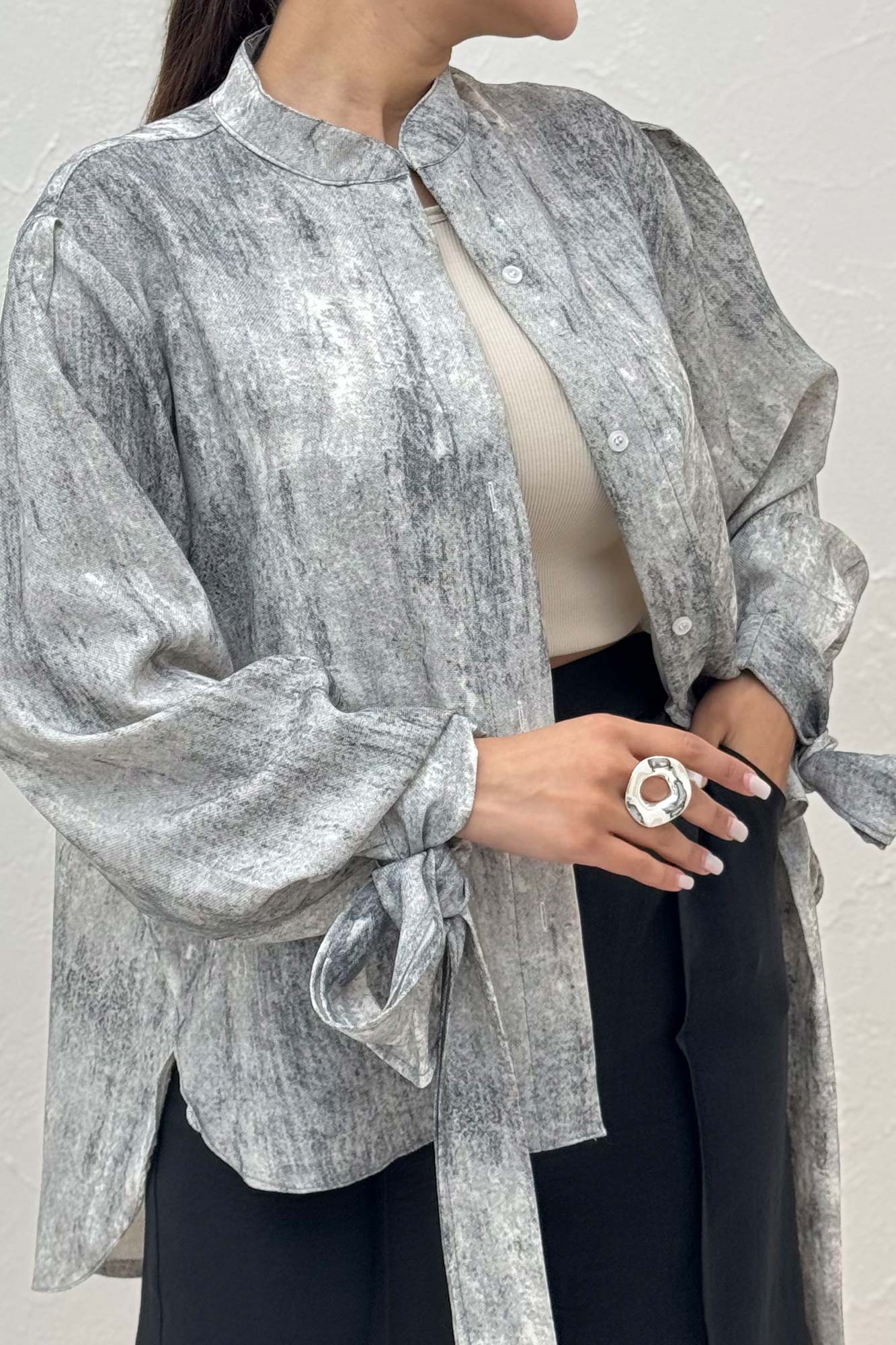 شومیز پرینتی یقه سه سانت مچ پیچ کد1