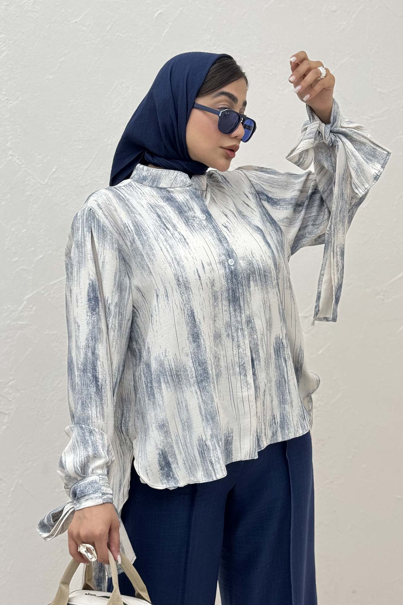 شومیز پرینتی یقه سه سانت مچ پیچ کد2