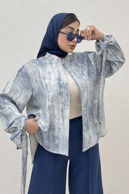 شومیز پرینتی یقه سه سانت مچ پیچ کد1