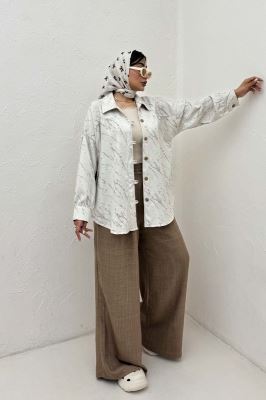 شومیز مانتویی پرینتی دکمه دربند کد 4