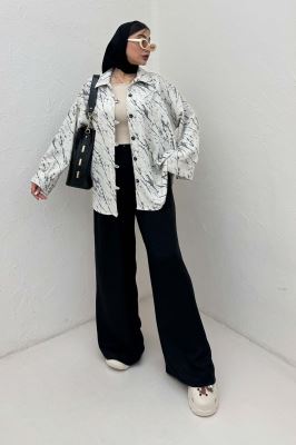 شومیز مانتویی پرینتی دکمه دربند کد 4