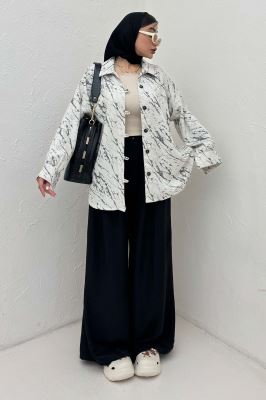 شومیز مانتویی پرینتی دکمه دربند کد 4