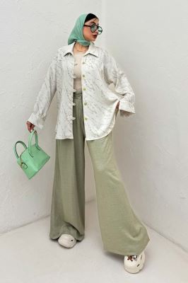 شومیز مانتویی پرینتی دکمه دربند کد 4