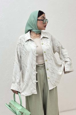 شومیز مانتویی پرینتی دکمه دربند کد 4