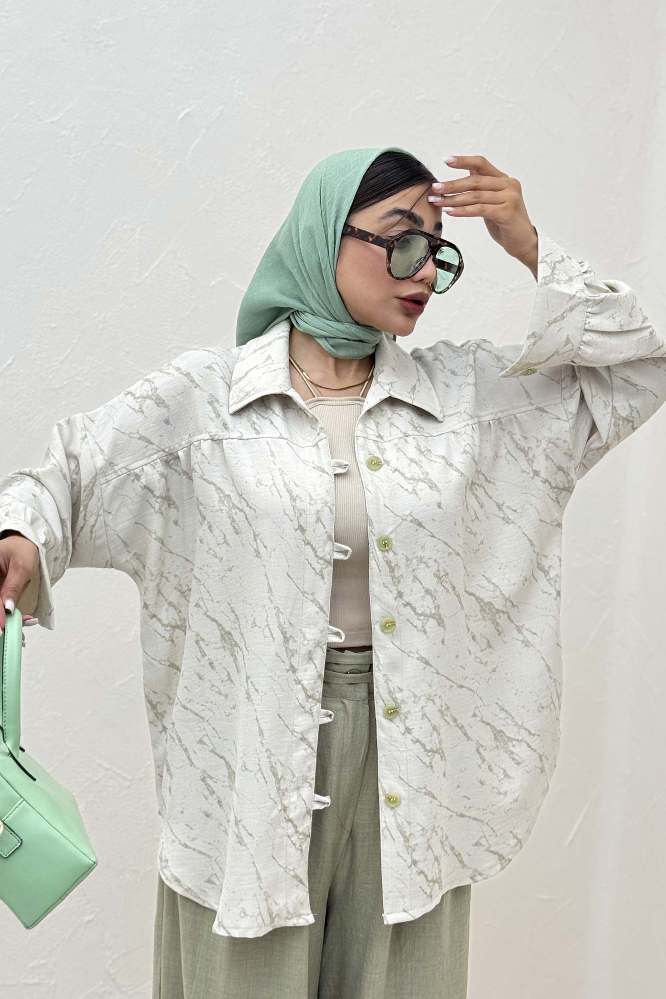 شومیز مانتویی پرینتی دکمه دربند کد 4