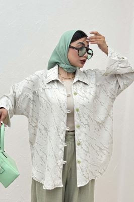 شومیز مانتویی پرینتی دکمه دربند کد 4