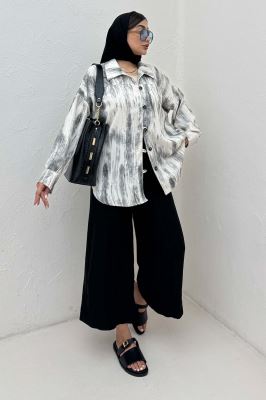 شومیز مانتویی پرینتی دکمه دربند کد 2