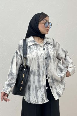 شومیز مانتویی پرینتی دکمه دربند کد 2