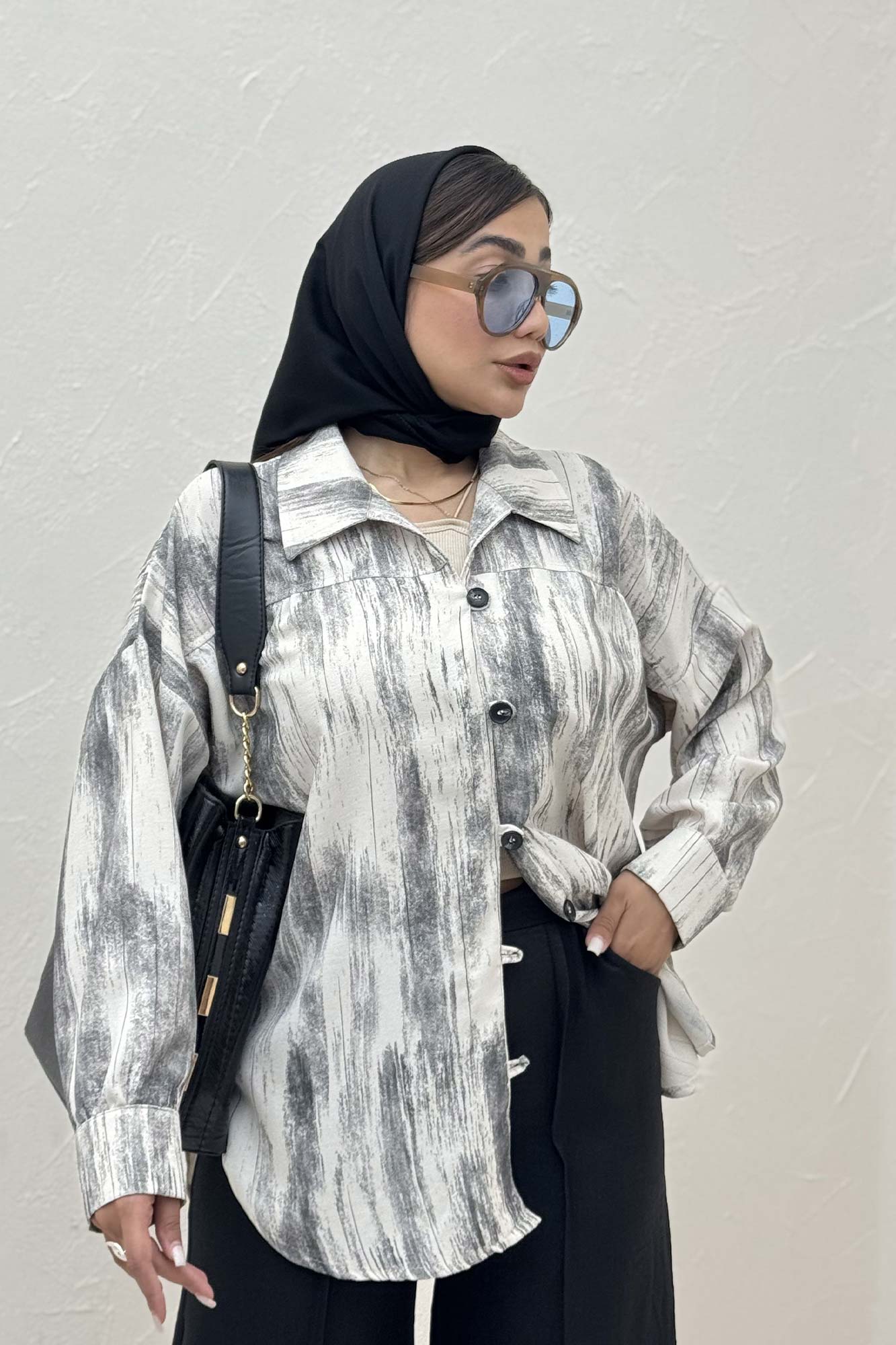 شومیز مانتویی پرینتی دکمه دربند کد 2