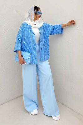 مانتو یقه شکاری راه راه زارا