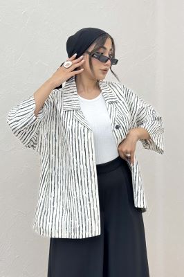 مانتو یقه شکاری راه راه زارا