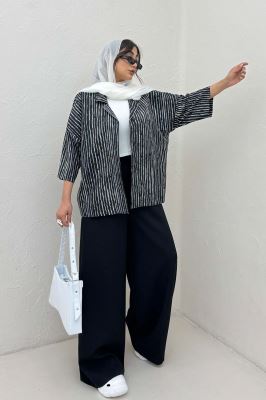 مانتو یقه شکاری راه راه زارا