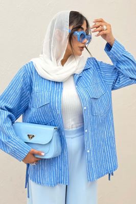 مانتو دو جیب پاکتی راه راه زارا بغل بند