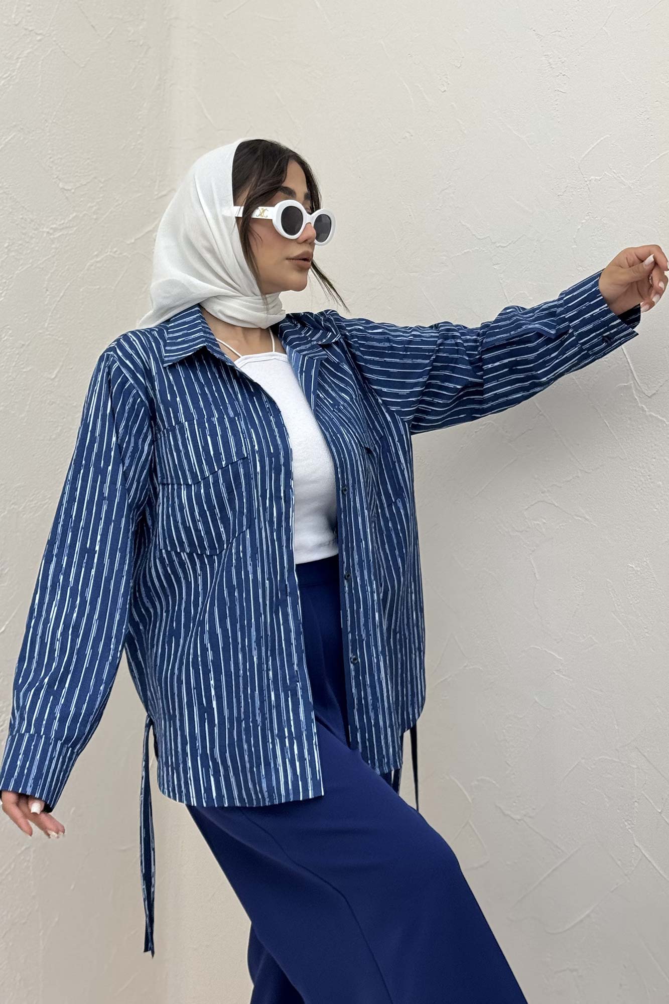 مانتو دو جیب پاکتی راه راه زارا بغل بند